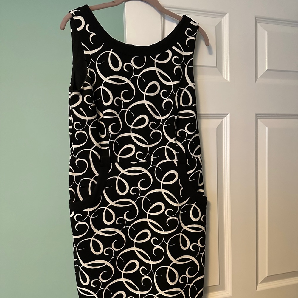 London Times, Black & White Patterned Dress, Size 12
